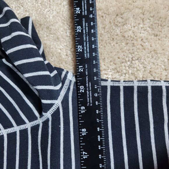 Express Design Studio Women Black Striped Long Sleeve Shirt M Pima Cotton #322 - Picture 5 of 7